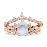Two Piece Pear Teardrop Bridal Ring