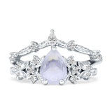 Two Piece Pear Teardrop Bridal Ring