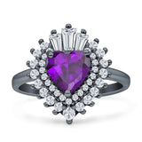 Heart Halo Cubic Zirconia Bridal Promise Ring 925 Sterling Silver