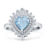 Heart Halo Cubic Zirconia Bridal Promise Ring 925 Sterling Silver