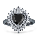 Heart Halo Cubic Zirconia Bridal Promise Ring 925 Sterling Silver