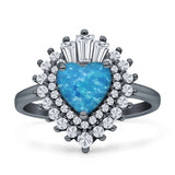 Heart Halo Cubic Zirconia Bridal Promise Ring 925 Sterling Silver