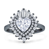 Heart Halo Cubic Zirconia Bridal Promise Ring 925 Sterling Silver