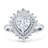 Heart Halo Cubic Zirconia Bridal Promise Ring 925 Sterling Silver