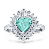 Heart Halo Cubic Zirconia Bridal Promise Ring 925 Sterling Silver