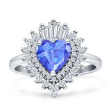 Heart Halo Cubic Zirconia Bridal Promise Ring 925 Sterling Silver