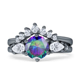 Round Beaded Marquise Vintage Style Cubic Zirconia Engagement Ring 925 Sterling Silver