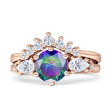 Round Beaded Marquise Vintage Style Cubic Zirconia Engagement Ring 925 Sterling Silver