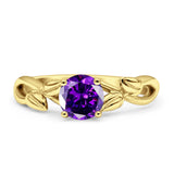 Budding Willow Solitaire Ring Round Cubic Zirconia 925 Sterling Silver
