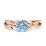 Budding Willow Solitaire Ring Round Cubic Zirconia 925 Sterling Silver