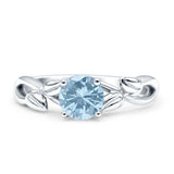 Budding Willow Solitaire Ring Round Cubic Zirconia 925 Sterling Silver