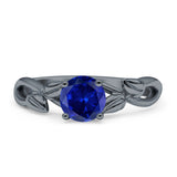 Budding Willow Solitaire Ring Round Cubic Zirconia 925 Sterling Silver