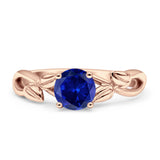 Budding Willow Solitaire Ring Round Cubic Zirconia 925 Sterling Silver