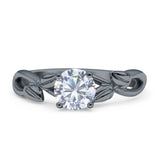 Budding Willow Solitaire Ring Round Cubic Zirconia 925 Sterling Silver