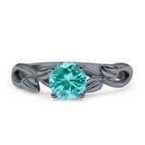 Budding Willow Solitaire Ring Round Cubic Zirconia 925 Sterling Silver