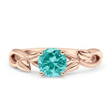 Budding Willow Solitaire Ring Round Cubic Zirconia 925 Sterling Silver