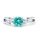 Budding Willow Solitaire Ring Round Cubic Zirconia 925 Sterling Silver