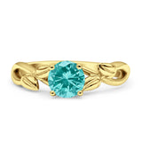 Budding Willow Solitaire Ring Round Cubic Zirconia 925 Sterling Silver