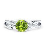 Budding Willow Solitaire Ring Round Cubic Zirconia 925 Sterling Silver