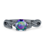 Budding Willow Solitaire Ring Round Cubic Zirconia 925 Sterling Silver