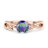 Budding Willow Solitaire Ring Round Cubic Zirconia 925 Sterling Silver