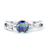 Budding Willow Solitaire Ring Round Cubic Zirconia 925 Sterling Silver