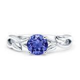 Budding Willow Solitaire Ring Round Cubic Zirconia 925 Sterling Silver