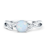 Budding Willow Solitaire Ring Round Cubic Zirconia 925 Sterling Silver