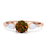 Three Stone Ring Kite Shape Accent Round Cubic Zirconia 925 Sterling Silver