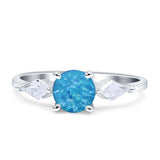 Three Stone Ring Kite Shape Accent Round Cubic Zirconia 925 Sterling Silver