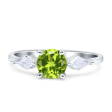 Three Stone Ring Kite Shape Accent Round Cubic Zirconia 925 Sterling Silver