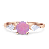 Three Stone Ring Kite Shape Accent Round Cubic Zirconia 925 Sterling Silver