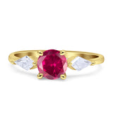 Three Stone Ring Kite Shape Accent Round Cubic Zirconia 925 Sterling Silver