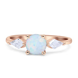 Three Stone Ring Kite Shape Accent Round Cubic Zirconia 925 Sterling Silver