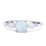 Three Stone Ring Kite Shape Accent Round Cubic Zirconia 925 Sterling Silver