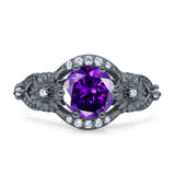 Art Deco Ring Sunflower Design Round Cubic Zirconia 925 Sterling Silver