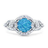 Art Deco Ring Sunflower Design Round Cubic Zirconia 925 Sterling Silver