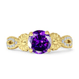 Vintage Style Sunflower Marquise Round Cubic Zirconia Ring 925 Sterling Silver