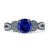 Vintage Style Sunflower Marquise Round Cubic Zirconia Ring 925 Sterling Silver