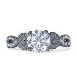 Vintage Style Sunflower Marquise Round Cubic Zirconia Ring 925 Sterling Silver
