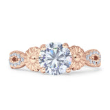 Vintage Style Sunflower Marquise Round Cubic Zirconia Ring 925 Sterling Silver