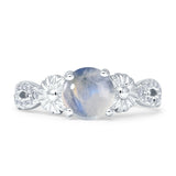 Vintage Style Sunflower Marquise Round Natural Moonstone Ring 925 Sterling Silver