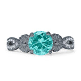 Vintage Style Sunflower Marquise Round Cubic Zirconia Ring 925 Sterling Silver