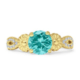 Vintage Style Sunflower Marquise Round Cubic Zirconia Ring 925 Sterling Silver