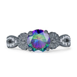 Vintage Style Sunflower Marquise Round Cubic Zirconia Ring 925 Sterling Silver