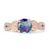 Vintage Style Sunflower Marquise Round Cubic Zirconia Ring 925 Sterling Silver