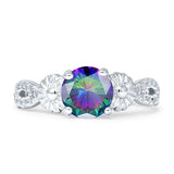 Vintage Style Sunflower Marquise Round Cubic Zirconia Ring 925 Sterling Silver