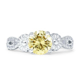 Vintage Style Sunflower Marquise Round Cubic Zirconia Ring 925 Sterling Silver
