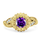 Sunflower Ring Infinity Twisted Round Cubic Zirconia 925 Sterling Silver