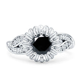 Sunflower Ring Infinity Twisted Round Cubic Zirconia 925 Sterling Silver